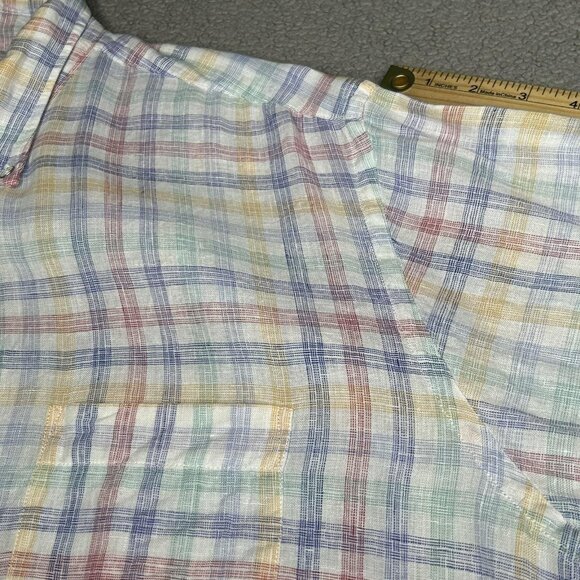Peter Millar Shirt Mens Large Multi Plaid Linen Button Down Long Sleeve Casual - Picture 11 of 15